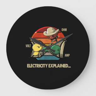 Ohm Volt Amp Electricity Explained Electrician Large Clock