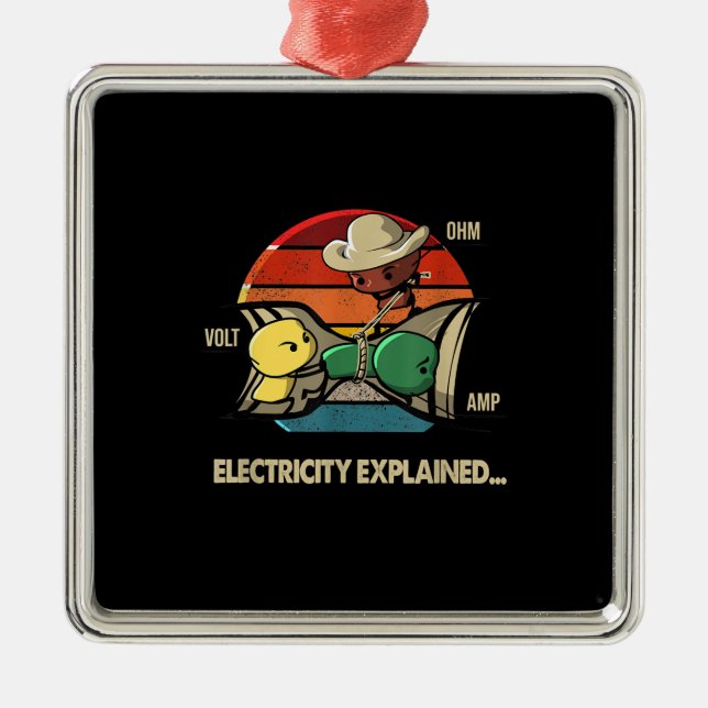 Ohm Volt Amp Electricity Explained  Electrician Metal Tree Decoration (Front)