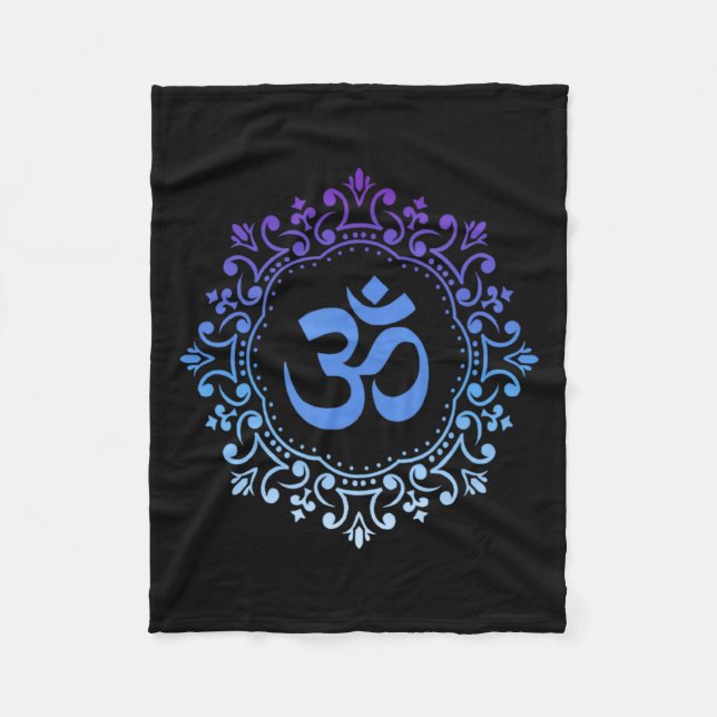 Ohm Yoga New Age Purple And Blue Mandala Sound Bat Fleece Blanket (Front)