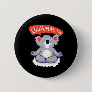 Ohmmm Yoga Koala Tea I Meditation Relaxation 6 Cm Round Badge