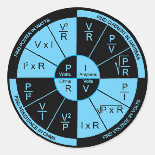 Ohm's Law - Black and Blue Classic Round Sticker