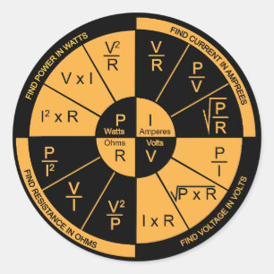 Ohm's Law - Black and Orange Classic Round Sticker