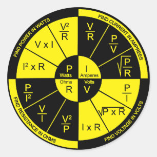 Ohm's Law - Black and Yellow Classic Round Sticker