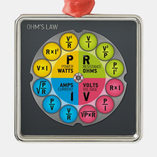 Ohm's Law Circle Metal Tree Decoration (Front)