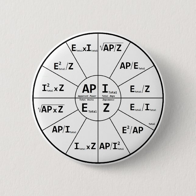 Ohms Law for AC 6 Cm Round Badge (Front)