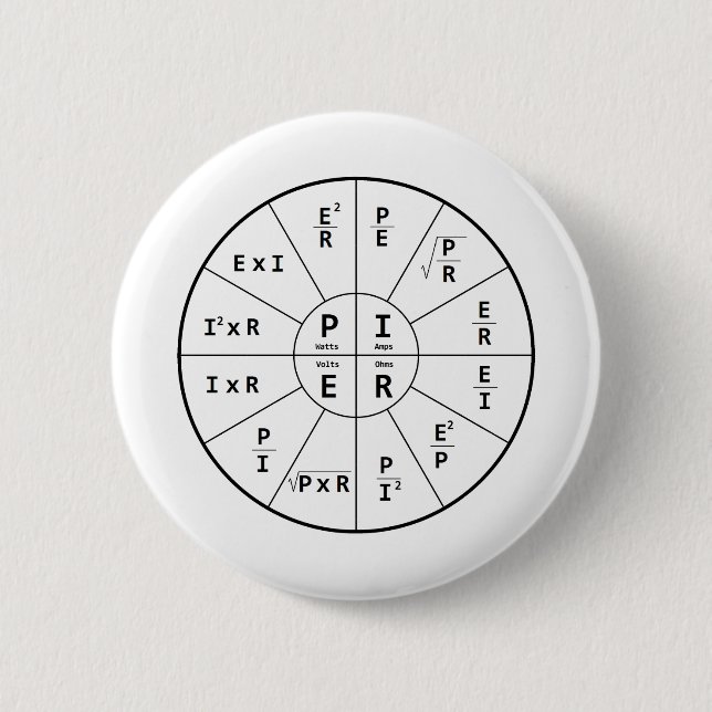 Ohm's Law for DC 6 Cm Round Badge (Front)