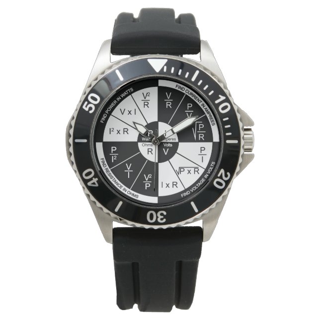 Ohm's Law Watch- Black and White Watch (Front)