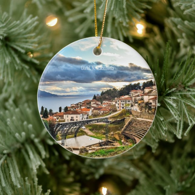 Ohrid, Macedonia cityscape Ceramic Tree Decoration (Tree)