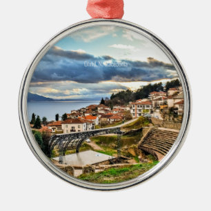 Ohrid, Macedonia panoramic view Metal Tree Decoration