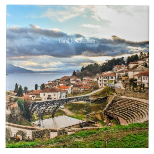 Ohrid, Macedonia panoramic view Tile