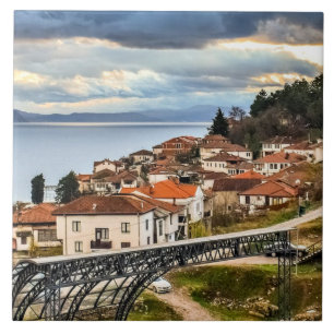 Ohrid, N. Macedonia, cityscape photograph, Tile