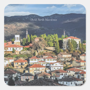 Ohrid, North Macedonia picturesque photo, Square Sticker