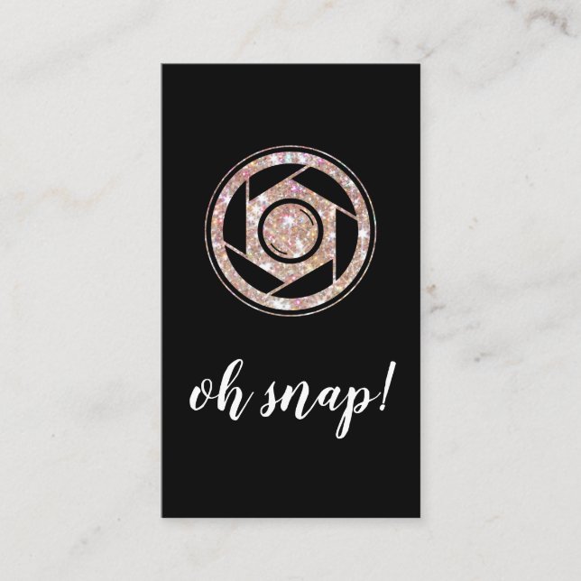 OhSnap Glitter Photographer Vertical Business Card (Front)
