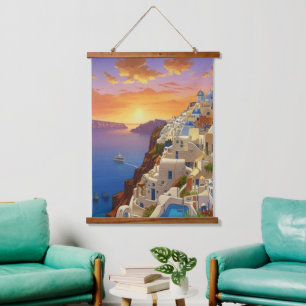 Oia, Santorini, Greece Art Hanging Tapestry