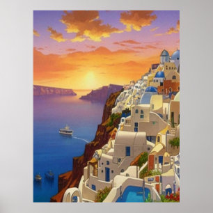 Oia, Santorini, Greece Art     Poster