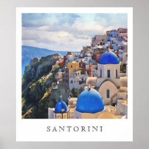 Oia, Santorini. Greece. Oil Painting. Art Print