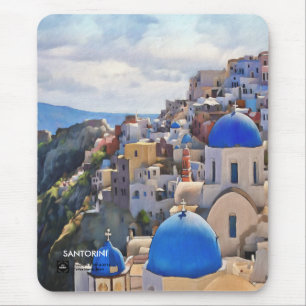 Oia, Santorini. Greece.Oil Painting. Gift Mousepad