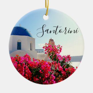 Oia Santorini, Greece Photography Ceramic Tree Decoration