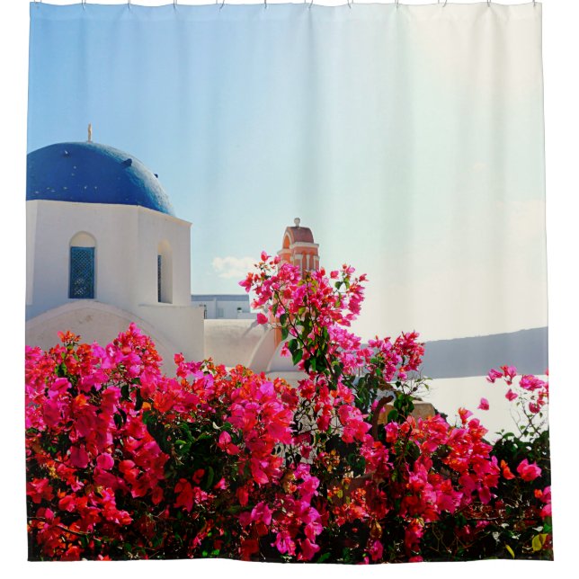 Oia Santorini, Greece Photography  Shower Curtain (Front)