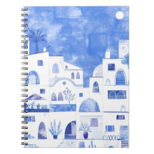 Oia Santorini Greece Watercolor Townscape Painting Notebook