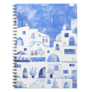 Oia Santorini Greece Watercolor Townscape Painting Notebook