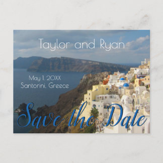 Oia, Santorini shimmers in the afternoon sun. Invitation Postcard