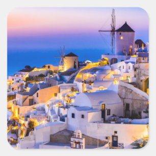 Oia Santorini Square Sticker