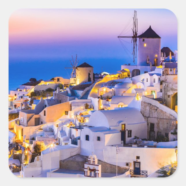 Oia Santorini Square Sticker (Front)