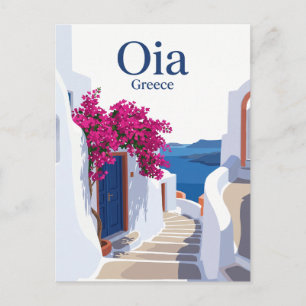 Oia Side Street Greece Postcard