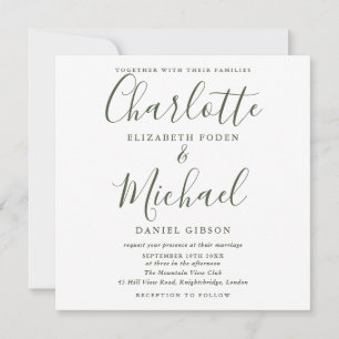 OIive Green Signature Photo Square Wedding Invitation
