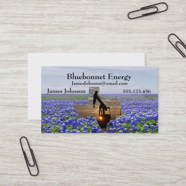 Oil And Gas Industry Business Cards Bluebonnets (Front/Back In Situ)