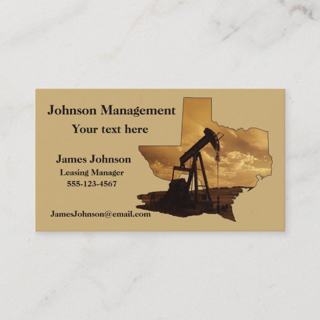 Oil And Gas Industry Business Cards Oil Pump Texas (Front)