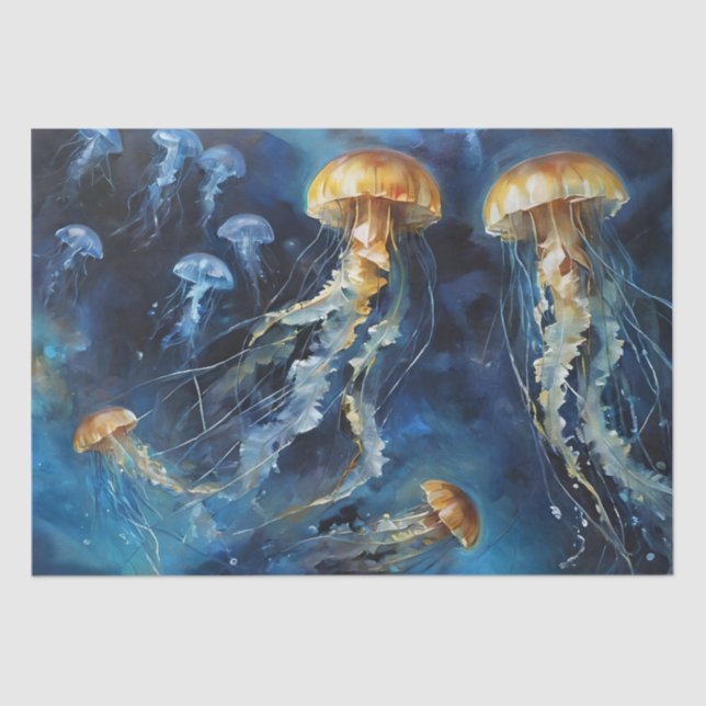 Oil Art Jellyfish Decoupage  Tissue Paper (Front)