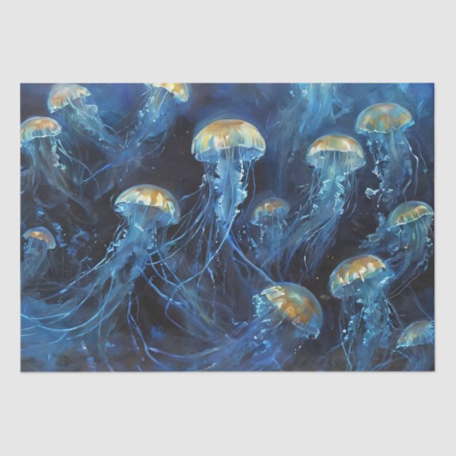 Oil Art Jellyfish Decoupage  Tissue Paper (Front)