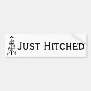 Oil Derrick Wedding   Just Hitched Bumper Sticker