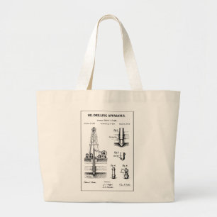 oil drilling blueprint large tote bag