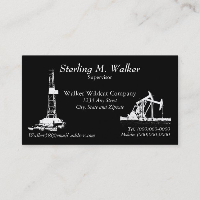 Oil Drilling Rig and Oil Pumping Units Business Card (Front)