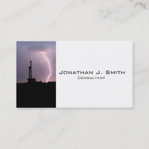 Oil Drilling Rig, Lightning Sunrise Business Card