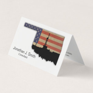 Oil Drilling Rig, Oklahoma, Stars, Stripes Business Card