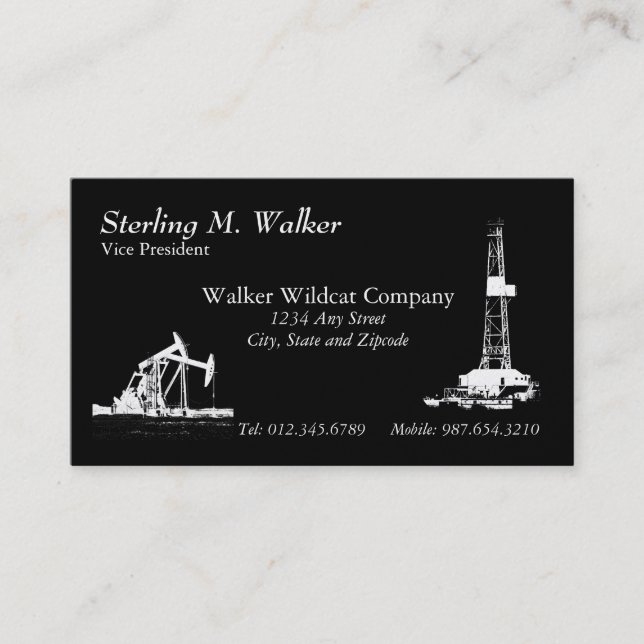 Oil Drilling Rig Pumping Unit Inches Centimetre Business Card (Front)