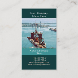 Oil drilling rig watercolor customisable business card