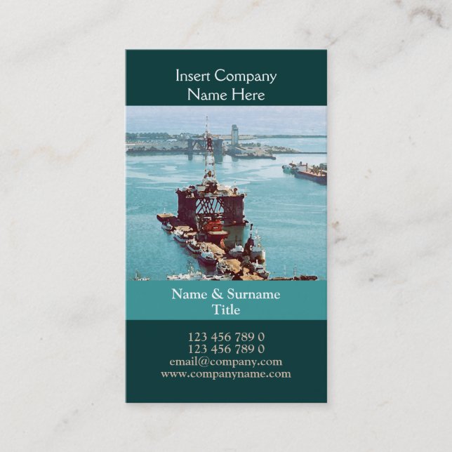 Oil drilling rig watercolor customisable business card (Front)