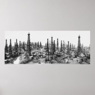 OIL FIELD FOREST of WOOD DERRICKS Poster