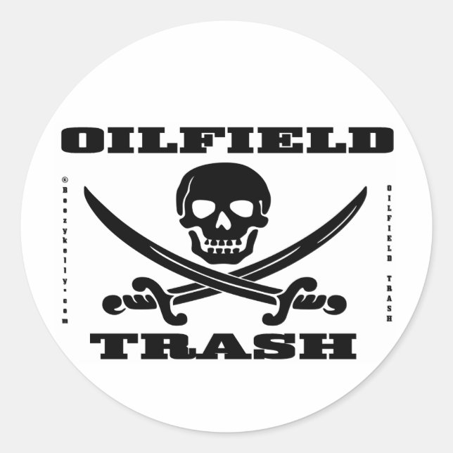 Oil Field Hard Hat Sticker,Skull And Crossbones Classic Round Sticker (Front)