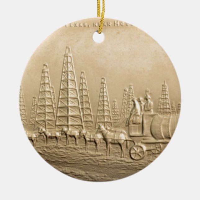 Oil Field  Humble, Texas Ceramic Tree Decoration (Front)