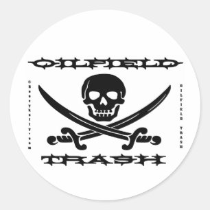 Oil Field Trash Hard Hat Sticker,Skull,Bones,Oil Classic Round Sticker