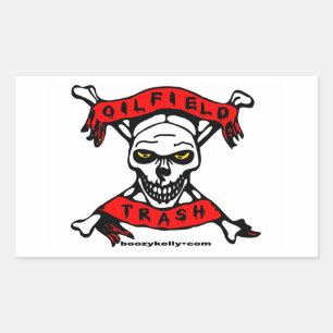 Oil Field Trash,Skull & Crossbones,Biker,Oil,Gas Rectangular Sticker