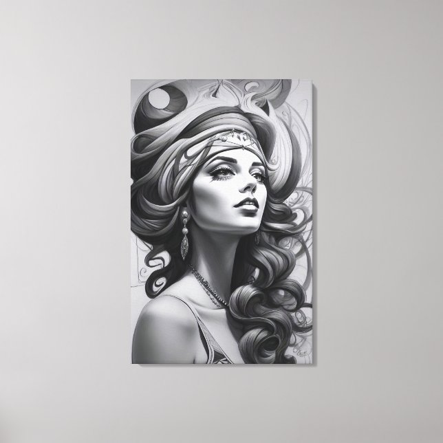 oil illustration of woman canvas print (Front)