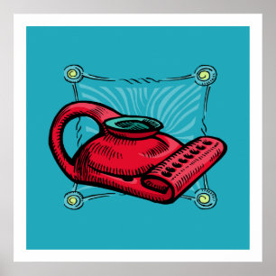 Oil Lamp Menorah Poster