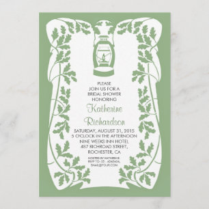 Oil Lantern and Oak Tree rustic bridal shower Invitation